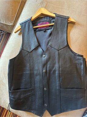 Trash & Vaudeville Black Leather Vest for Men